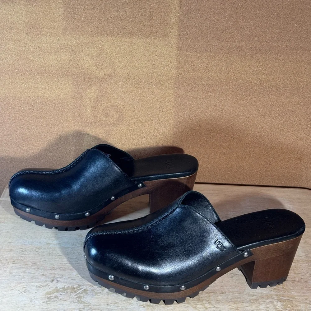 UGG clogs, black leather, studded. Size 9M - Picture 7 of 15